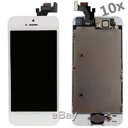 10x For iPhone 5 White LCD Lens Screen Touch Display Full Assembly Replacement