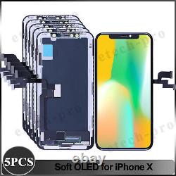5Pcs Soft OLED Display Screen Replace Touch Digitizer Assembly For iPhone X 5.8