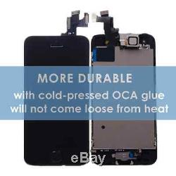 5x Black LCD Display Touch Screen Digitizer Replacement Frame Tool For iPhone 5S