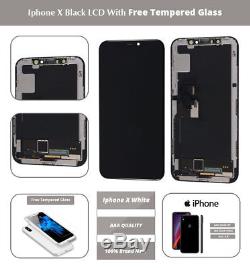 IPhone X Black Replacement LCD Screen Digitizer Display-Free Tempered Glass