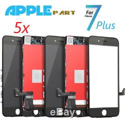 LOT 5 Black Replacement LCD Screen Touch Digitizer Assembly for iPhone 7 Plus TO
