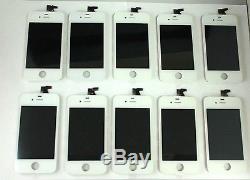 Lot X10 iPhone 4S White Screen LCD DISPLAY Glass Replacement With Mesh Installed